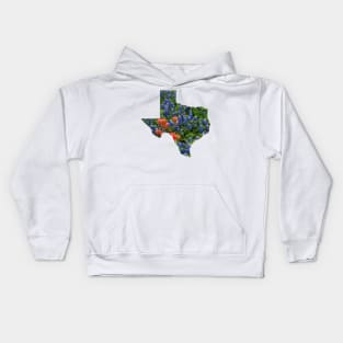 Red and Bluebonnets Blooming in Hillcountry fields in the state of Texas Kids Hoodie